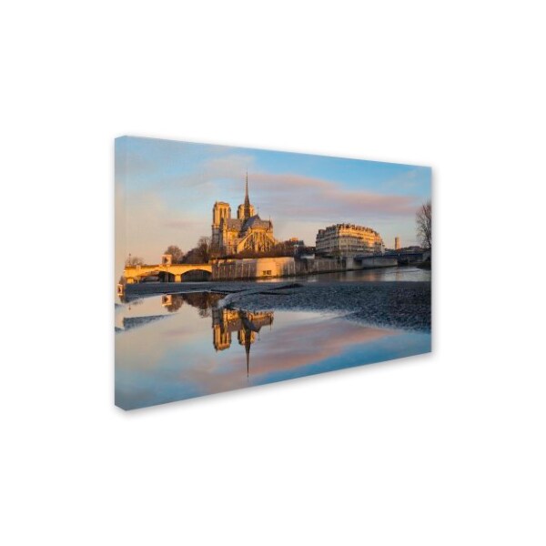 Mathieu Rivrin 'Sunrise In Notre Dame De Paris' Canvas Art,16x24